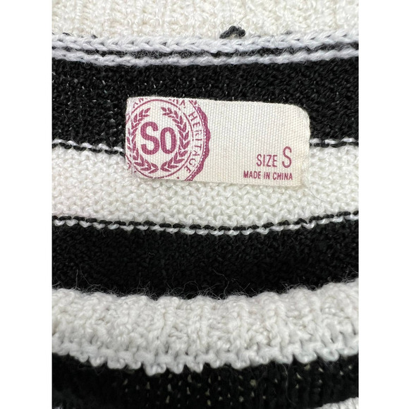 So Woman Sweater Size S Black and white Striped. Long Sleeves- Round Collar. - Picture 3 of 3